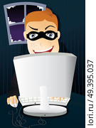 A vector illustration of computer criminal stealing identity. Стоковая иллюстрация, агентство Ingram Publishing / Фотобанк Лори
