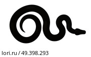Curved slither python top view icon. Creeping glossy black tropical snake vector isolated on white background. Crawling poisonous reptile illustration for wild nature concepts, zoo ad. Стоковая иллюстрация, агентство Ingram Publishing / Фотобанк Лори