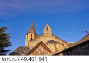 Salardu village church in Lerida Catalonia of Spain Pyrenees in Aran Valley. Стоковое фото, агентство Ingram Publishing / Фотобанк Лори
