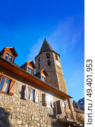 Salardu village church in Lerida Catalonia of Spain Pyrenees in Aran Valley. Стоковое фото, агентство Ingram Publishing / Фотобанк Лори