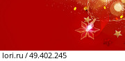 red christmas background banner with glowing star. chrismas star. Стоковое фото, агентство Ingram Publishing / Фотобанк Лори