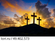 Crucifixion cross symbol of Golgotha in Christian religion photo mount. Стоковое фото, агентство Ingram Publishing / Фотобанк Лори