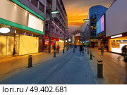 Andorra la Vella commercial area sunset street in Pyrenees. Стоковое фото, агентство Ingram Publishing / Фотобанк Лори