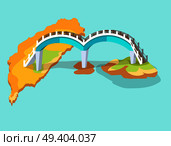 Dragon arched bridge in Taiwan drawn icon isolated on blue. Vector illustration of Formosa bridgework located between several islets and ends on largest of Sanyatay aits. Two arches on lower islands.. Dragon Arched Bridge in Taiwan Hand Drawn Icon. Стоковая иллюстрация, агентство Ingram Publishing / Фотобанк Лори