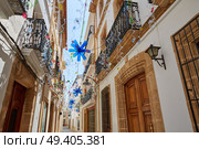 Javea also Xabia old town white facades in Mediterranean alicante of spain. Стоковое фото, агентство Ingram Publishing / Фотобанк Лори