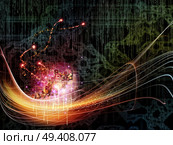 Waves of Technology series. Abstract design made of lights, fractal and technological elements on the subject of science, philosophy, metaphysics and modern technology. Стоковое фото, агентство Ingram Publishing / Фотобанк Лори