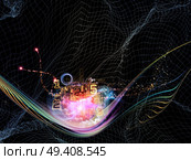 Waves of Technology series. Backdrop design of lights, fractal and technological elements to provide supporting element for illustrations on science, philosophy, metaphysics and modern technology. Стоковое фото, агентство Ingram Publishing / Фотобанк Лори