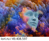 Shards of Dream series. Composition of human face and colorful graphic elements with metaphorical relationship to dreams, mind, spirituality, imagination and inner world. Стоковое фото, агентство Ingram Publishing / Фотобанк Лори