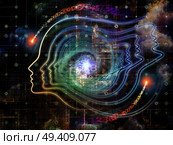 Interplay of human profile, fractal elements and numbers on the subject of computers and modern technology. Стоковое фото, агентство Ingram Publishing / Фотобанк Лори