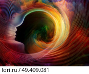 Internal Recurrence series. Composition of human profile and fractal colors on the subject of inner reality, mental health, imagination, thinking and dreaming. Стоковое фото, агентство Ingram Publishing / Фотобанк Лори