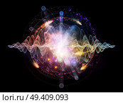 Atomic series. Abstract concept of atom and quantum waves illustrated with fractal elements. Стоковое фото, агентство Ingram Publishing / Фотобанк Лори