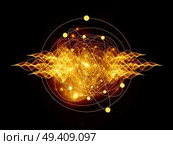 Atomic series. Abstract concept of atom and quantum waves illustrated with fractal elements. Стоковое фото, агентство Ingram Publishing / Фотобанк Лори