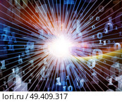Math Universe series. Graphic composition of digits and elements of space  for subject of mathematics, science, education and modern technology. Стоковое фото, агентство Ingram Publishing / Фотобанк Лори