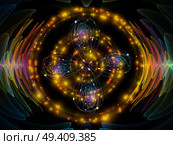 Wave Function series. Backdrop of colored sine vibrations, light and fractal elements on the subject of sound equalizer, music spectrum and  quantum probability. Стоковое фото, агентство Ingram Publishing / Фотобанк Лори