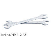 two wrenches spanners isolated on white background. Стоковое фото, агентство Ingram Publishing / Фотобанк Лори