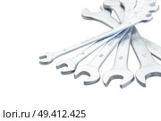 Set of  metalic wrenches isolated on white background. Стоковое фото, агентство Ingram Publishing / Фотобанк Лори