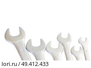 Set of  wrenches  border  isolated on white background. Стоковое фото, агентство Ingram Publishing / Фотобанк Лори