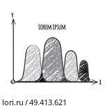 Rounded graphic with headline, giving information on coordinate system, figures of grey colours, vector illustration isolated on white. Rounded Graphic with Headline Vector Illustration. Стоковая иллюстрация, агентство Ingram Publishing / Фотобанк Лори