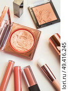 Set of luxury beautiful cosmetics for fashion make up  on white  background. Стоковое фото, агентство Ingram Publishing / Фотобанк Лори