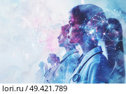 A diverse group of individuals standing side by side in a row. They are of different ages, genders, and ethnicities, creating a sense of unity and togetherness. Стоковое AI-изображение, AI-художник Данила Большаков / Фотобанк Лори