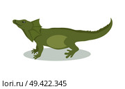 Lizard cartoon character. Green lizard flat vector isolated on white. South America fauna. Lizard icon. Wild animal illustration for zoo ad, nature concept, children book illustrating. Стоковая иллюстрация, агентство Ingram Publishing / Фотобанк Лори