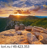 Garbi peak sunset at Calderona Sierra of Valencia at spain. Стоковое фото, агентство Ingram Publishing / Фотобанк Лори