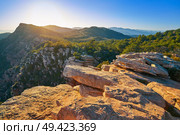 Garbi peak sunset at Calderona Sierra of Valencia at spain. Стоковое фото, агентство Ingram Publishing / Фотобанк Лори