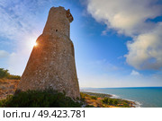 Torre del Gerro tower in Denia and Mediterranean sea of spain. Стоковое фото, агентство Ingram Publishing / Фотобанк Лори