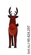 Christmas deer horned animal vector illustration isolated on white background. Wild forest mammal with luxury antler in cartoon style design. Christmas Deer Horned Animal Vector Illustration. Стоковая иллюстрация, агентство Ingram Publishing / Фотобанк Лори