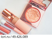 Set of luxury beautiful cosmetics for fashion make up  on white  background. Стоковое фото, агентство Ingram Publishing / Фотобанк Лори
