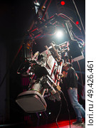 television crane. Shooting a TV show on the street. Стоковое фото, агентство Ingram Publishing / Фотобанк Лори