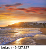 Arenal Bol beach in Calpe also Calp in Alicante of spain at Costa Blanca Arenal-Bol. Стоковое фото, агентство Ingram Publishing / Фотобанк Лори