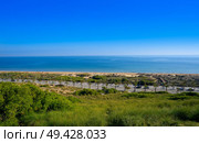 Arenals del Sol Beach in Elche Elx of Alicante in Costa Blanca at Spain aerial view. Стоковое фото, агентство Ingram Publishing / Фотобанк Лори
