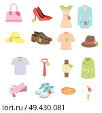 A vector illustration of different apparel product with sale tags. Стоковая иллюстрация, агентство Ingram Publishing / Фотобанк Лори