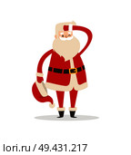 Cute Santa Claus light icon isolated on white background. Vector illustration with fairy tale Christmas character with red fluffy hat with bubo. Cute Santa Claus Light Icon Vector Illustration. Стоковая иллюстрация, агентство Ingram Publishing / Фотобанк Лори