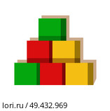 Cubes multi colored created at factory of Santa Claus with love, toys produced special for kids, toy constructor for play vector illustration. Cubes Multi Colored Factory Vector Illustration. Стоковая иллюстрация, агентство Ingram Publishing / Фотобанк Лори