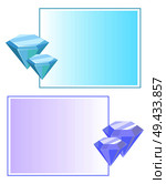 Blue purple crystals and gemstones, organic minerals with square frame border vector illustration set isolated on white background in flat style. Blue purple crystals and gemstones, minerals. Стоковая иллюстрация, агентство Ingram Publishing / Фотобанк Лори