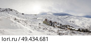 Spain, Andalusia, Granada. Panoramic view of ski resort of Sierra Nevada in winter, full of snow. Travel and sports concepts.. Ski resort of Sierra Nevada in winter, full of snow. Стоковое фото, агентство Ingram Publishing / Фотобанк Лори