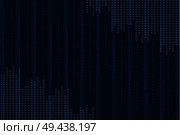 Blue screen with vertical binary programing code and columns of small squares cartoon vector illustration. Computer matrix minimalistic visualization.. Blue Screen with Vertical Binary Programing Code. Стоковая иллюстрация, агентство Ingram Publishing / Фотобанк Лори