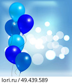 Glossy shiny balloons for party decorations, birthdays and anniversaries, blue rubber balloon inflatable helium flying elements on blurred backdrop. Glossy Shiny Balloons Party Decorations, Birthdays. Стоковая иллюстрация, агентство Ingram Publishing / Фотобанк Лори