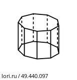 Pentagrammic prism geometric shape projection of dashed and straight lines geometric figure of black. Geometry shape with sharp angles isolated vector. Pentagrammic Prism Geometric Figure of Black Color. Стоковая иллюстрация, агентство Ingram Publishing / Фотобанк Лори