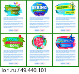 Best choice big spring sale advertisement tag labels with tulip crocus snowdrop lavender flowers on sticker, vector springtime advertisement butterfly. Best Choice Big Spring Sale Adver Tag Label Poster. Стоковая иллюстрация, агентство Ingram Publishing / Фотобанк Лори