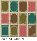 Engraving baroque style vintage frames set vector illustration collection of retro borders isolated on color backgrounds. Foliate frames in flat style. Engraving Baroque Style Vintage Frames Set Vector. Стоковая иллюстрация, агентство Ingram Publishing / Фотобанк Лори