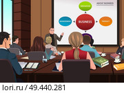 A vector illustration of Business people in a seminar. Стоковая иллюстрация, агентство Ingram Publishing / Фотобанк Лори