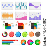 Graphics on coordinate system and bright diagram set. Flat curves and bars. Round diagrams with sections and percentage isolated vector illustrations.. Graphics on Coordinate System and Bright Diagrams. Стоковая иллюстрация, агентство Ingram Publishing / Фотобанк Лори