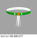 Beautiful bangle with yellow clip colorful card, vector illustration isolated on grey backdrop, two white circles, green stripe, cute female accessory. Beautiful Bangle with Yellow Clip, Colorful Card. Стоковая иллюстрация, агентство Ingram Publishing / Фотобанк Лори