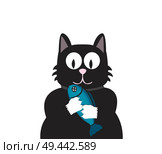 black cat with fish. Стоковая иллюстрация, агентство Ingram Publishing / Фотобанк Лори