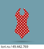 Top polka dot summer mode, swimsuit of pink color with print of dots, summer mode and fashion for women. Стоковая иллюстрация, агентство Ingram Publishing / Фотобанк Лори