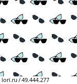 Glasses and sunglasses, spectacles and objects used for people with poor eyesight, seamless pattern with items and accessories vector illustration. Glasses and Spectacles Pattern Vector Illustration. Стоковая иллюстрация, агентство Ingram Publishing / Фотобанк Лори