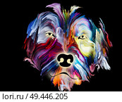 Speed painting of a pet on black background on subject of love, friendship, faithfulness, companionship between dog and man. God bless animals series. Стоковое фото, агентство Ingram Publishing / Фотобанк Лори